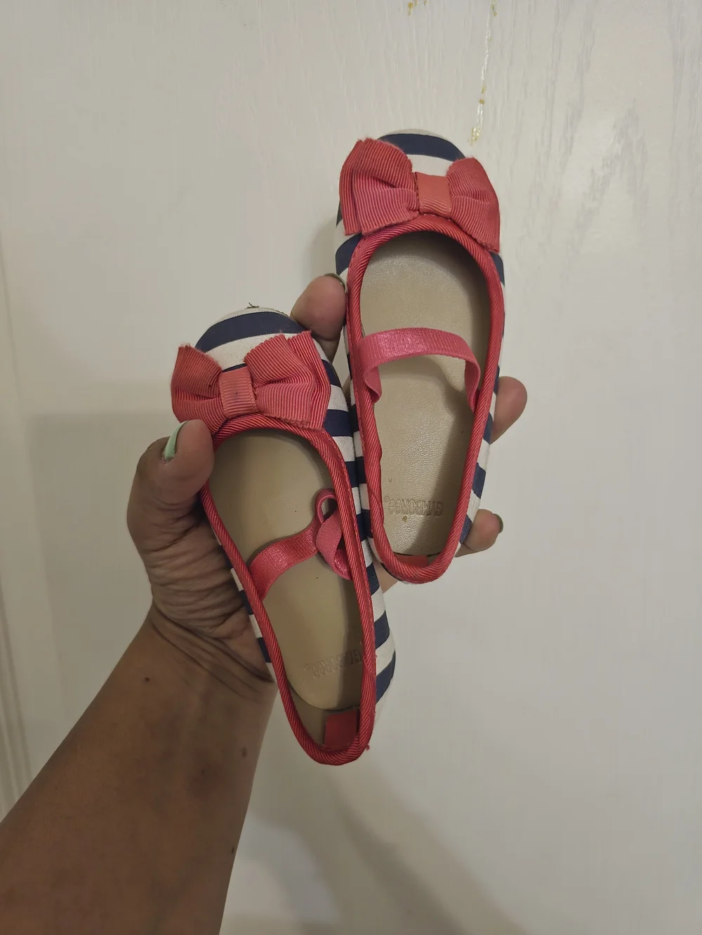 Gymboree Navy and Red Striped Mary Jane Flats with Bow